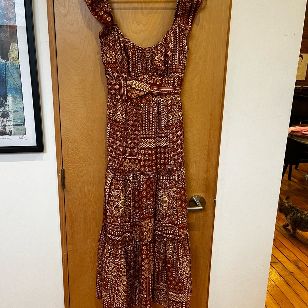 Bohemian Red Patterned Maxi Dress